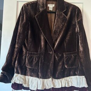 Worthington Velvet Blazer with Cream Trim